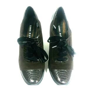 Libby Edelman Perrin Brown Suede & Leather Oxford Heel Witchy Fairy Size 9